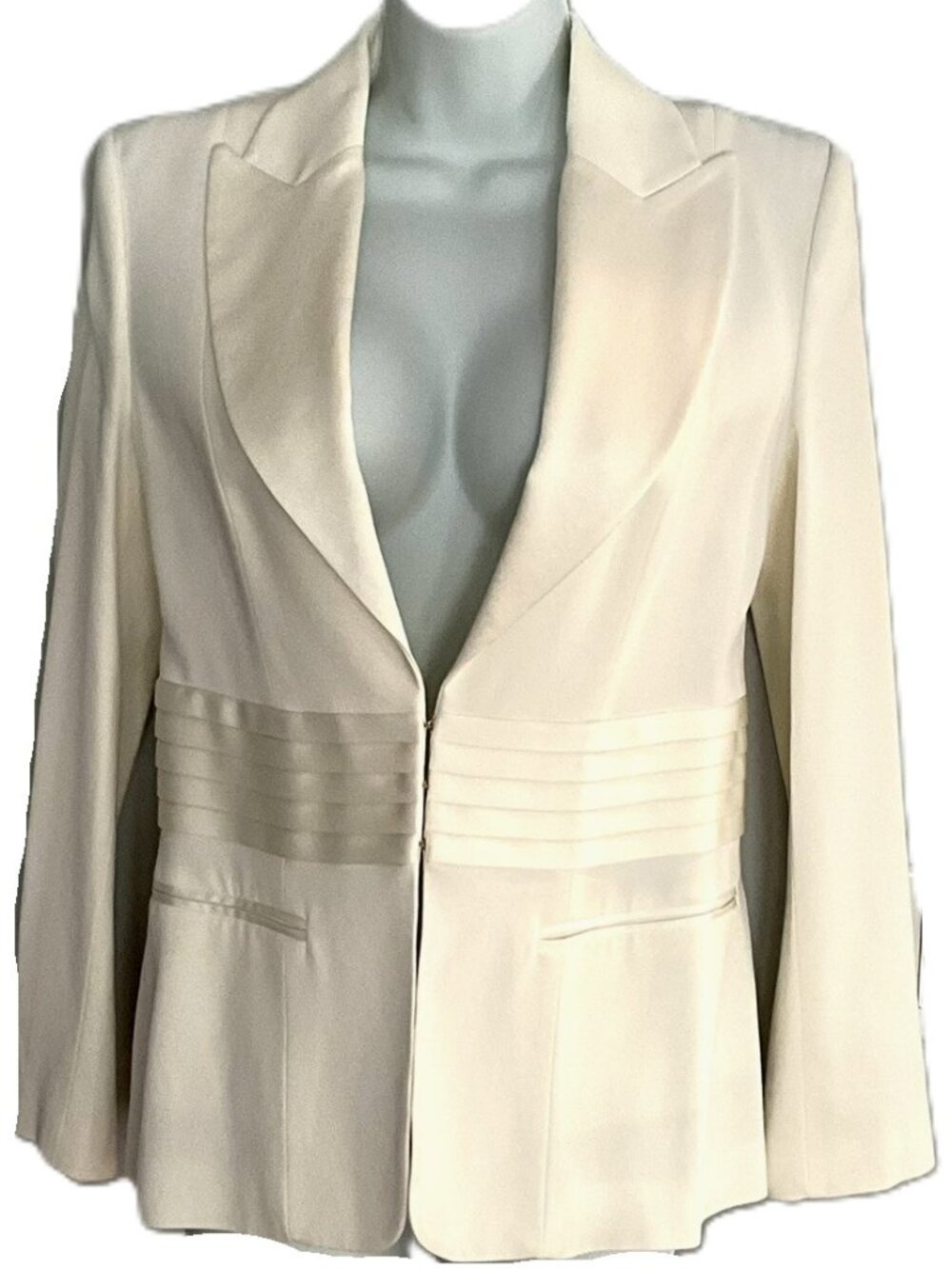 Simona Corsellini Ivory Satin Trim Tailored Blazer IT44 Italy NWT